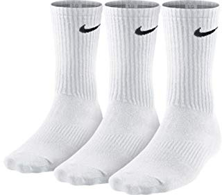 Nike Men's 3PPK Lightweight Crew Sock - White/Black, Small