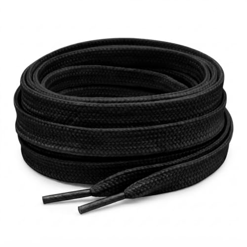 Smart Laces 120cm / 47” Black Coloured Flat Trainer Shoe laces ideal replacement laces for adults or kids Trainers sneakers athletic shoes Sports Football Rugby boots Shoe Laces Shoelaces