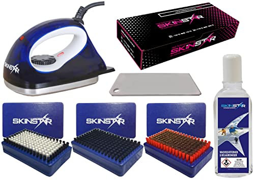 SkinStar Starter Ski Wachs Set, Wachsbügeleisen, Bürsten, Wachs, Reiniger 7-teilig