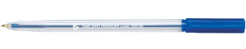 5 Star Office Ball Pen Clear Barrel Medium 1.0mm Tip 0.7mm Line Blue [Pack 50]