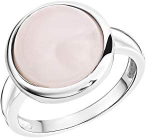 Zeeme Gemstones Damen Ring 925/- Sterling Silber Rhodiniert Rosenquarz weiß 360271735