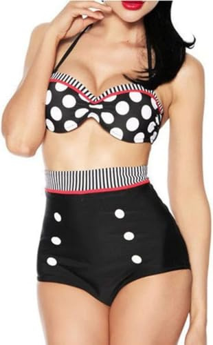 Women Vintage 50s Pinup Girl Rockabilly High Waist Retro Bikini Swimsuit