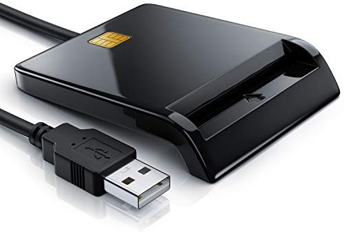 CSL - USB Chipkartenleser SmartCard Reader - Plug and Play - Power Status-LED - USB Bus-Powered - HBCI Fähig - Windows 10 11 kompatibel - schwarz - KEIN PERSONALAUSWEIS