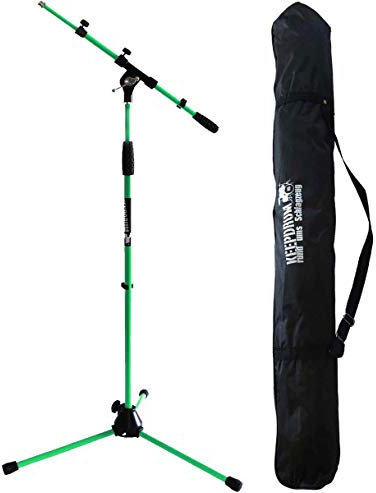 KEEPDRUM MS106 SB-03 - Soporte de micrófono con jirafa y base de metal y bolsa de transporte, color verde
