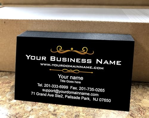 Simple Custom Premium Business Cards, Available 100, 250, 500, 1000pcs, Full Color 2 Sides - Black Front-White Back, 16pt Cover Stock (350gsm-Thick Paper), Made in the USA