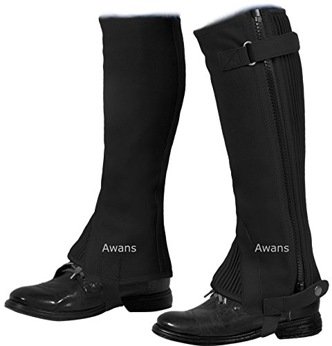 Horse Riding Half Chaps Equestrian/New Unisex/Washable Amara Suede Leather; Colour: Black | Size: X Large