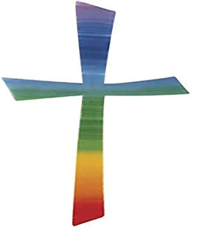 RAYHER HOBBY Rayher Wachsmotiv Kreuz, Regenbogen, 10,5 x 5,5 cm, 1 Stück, zum Kerzen verzieren, Verzierwachs für z.B. Taufkerze, Kommunionkerze, 31499000