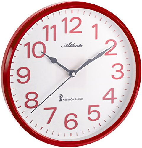 Atlanta Funkwanduhr Küchenuhr Funkgesteuert 26 cm Rot - 4378-1