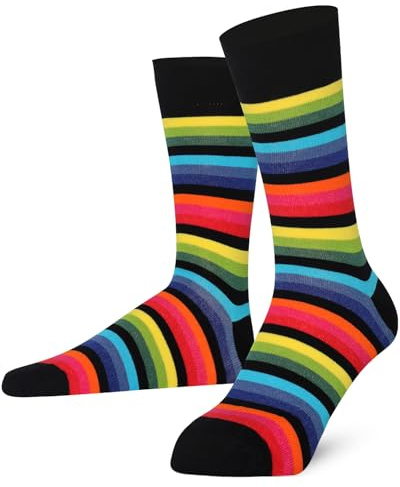 Mysocks Chaussettes à rayures nouvel arc-en-ciel noir, 37-41