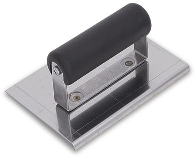 Truelle de bord de maréchalerie en acier inoxydable avec manche en plastique, permet d'arrondir le béton, rayon : 3 mm, lèvre : 6 mm, dimensions : 152x76 mm.
