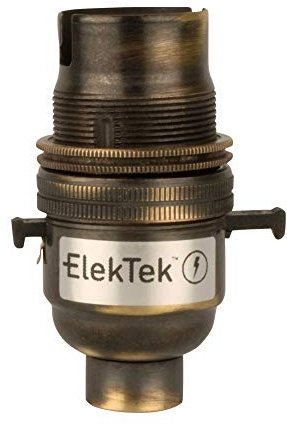 ElekTek Lampenfassung, B22-Fassung mit Schirmträgerring und Verschlussschraube im Sockel, Sicherheitsschalter