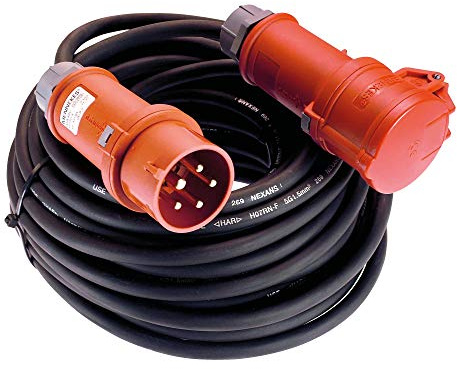 as - Schwabe Câble Rallonge électrique CEE 25 m Rallonge CEE 230V / 16A, 5 Pôles avec Fiche à Inverseur de Phes Chantiers et Industrie IP44 Made in Germany I 60568