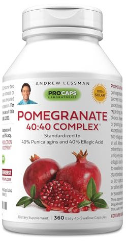 ANDREW LESSMAN Pomegranate 40-40 Complex 360 Capsules - All-Natural, High-Potency Extract to Protect Your Body from Free Radical Damage. No Sugar, Calories, Sweetener, Preservatives. No Additives