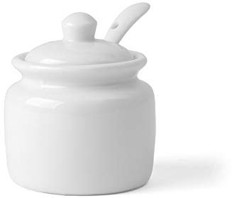 Holst Porzellan AT 210 FA1 Dose 0,10 L Pott mit Löffel, weiß, 6 cm, 2 Einheiten