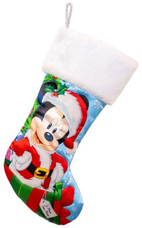Kurt Adler Santa Mickey Mouse Stocking with Plush Cuff