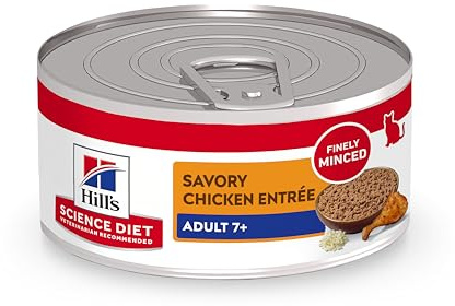 Hill's Science Diet Adult 7+, Senior Adult 7+ Premium Nutrition, Wet Cat Food, Chicken Minced, 5.5 oz Can, Case of 24
