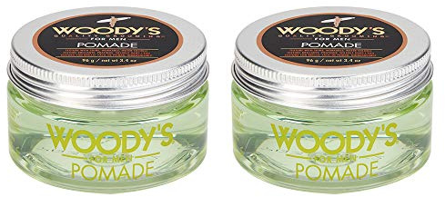 Woody's Pomade for Men Strong Hold - High Shine, Water-Based Mens Hair Styling Cream for Slicked Back & Classic Looks Hairstyles, 3.4 oz, 2 Pack