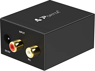 Portta Analog zu Digital Audio Konverter - Analog auf Digital Wandler - RCA R/L zu Toslink/SPDIF Koaxial Cinch Ausgang - Audiowandler für DVD-Player Lautsprecher