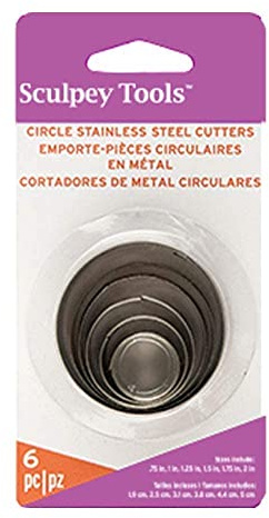 Sculpey Tools Stainless Steel 6 piece Circle Cutter Set. Nested, graduated sizes, Great for use in all craft projects from jewlery, mixed media to home decor