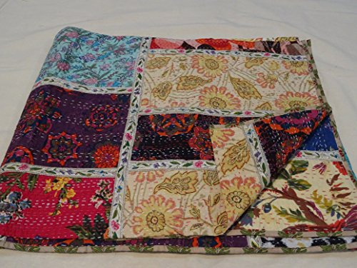 Patchwork-Decke/überwurf 1111, handgefertigt, mehrfarbig/Paisley-Muster, 229 x 274 cm, Queensize