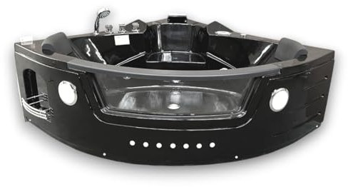 Bañera hidromasaje Jakuzzi spa Negra Piscina MAJESTIC Bañera de esquina Terapia luz de colores Jakuzzi para 2 nueva 140 x 140