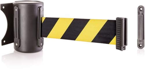 US Weight U2501CYB Wall Mount with Retractable Belt – 13' Yellow/Black Chevron Pattern