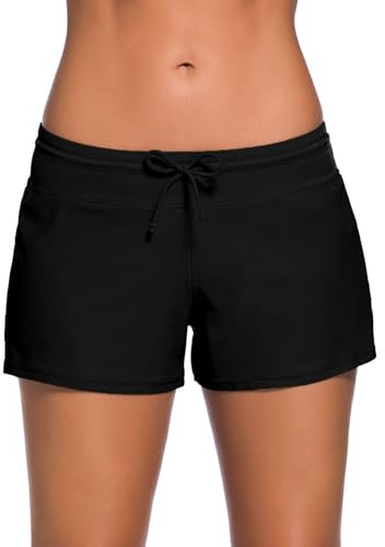 Aleumdr Women's 3 Swim Boardshort Bottom Shorts Swimming Panty X-Large Black