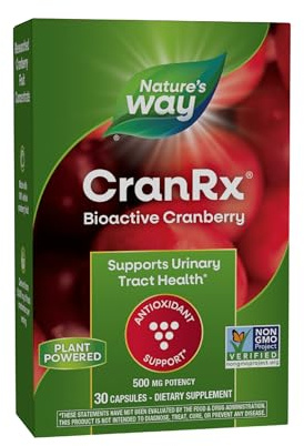 Nature's Way CranRx® BioActive Cranberry, Supports Urinary Tract Health*, Antioxidant Support*, 500 mg Potency, Vegan, Non-GMO Project Verified, 30 Capsules