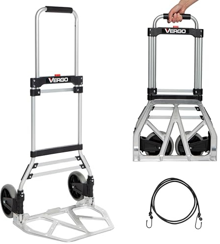 Vergo S300bt Modèle industriel de manutention pliable Dolly, capacité de 124,7 kilogram, Argent