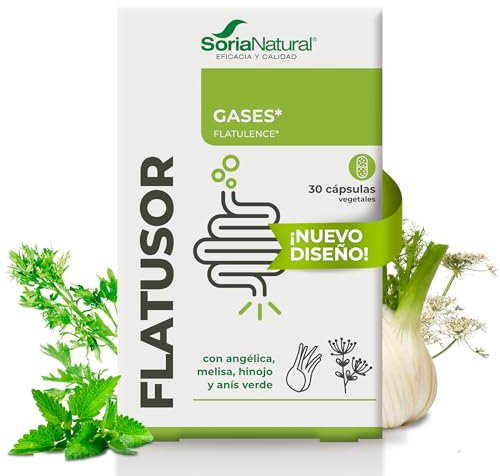 Soria Natural Flatusor - Alivia la Distensión Abdominal, Gases y Flatulencias, Favorece la Digestión - Liberación Prolongada para Efecto Largo y Sostenido - 30 Cápsulas