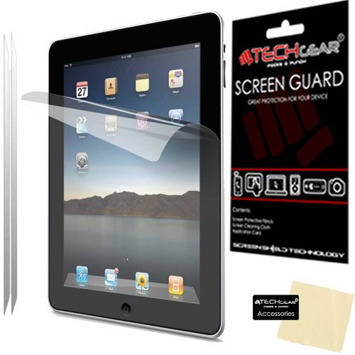 TECHGEAR [2 Pack] Screen Protectors for Old iPad 4/3 / 2 - Clear Screen Protector Guard Covers with Cloth & App Card - for 2nd, 3rd & 4th Generation