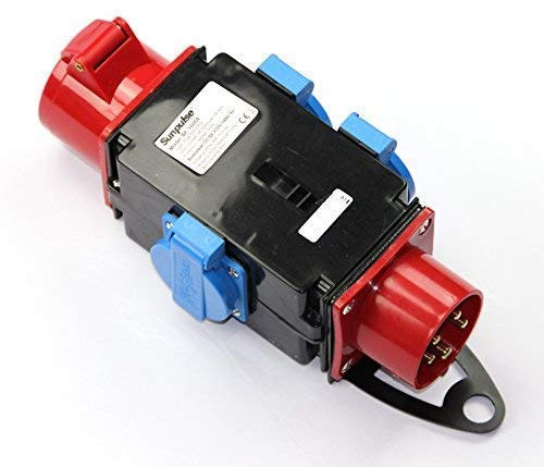 CEE Baustromverteiler Starkstrom Schuko Adapter Verteiler 3 x 230V 1 x 400 V 5-polig 16A IP44 Outdoor, Baustellen, Caravan, Wohnmobil, Wohnwagen, Festzelte solartronics SP-1605A