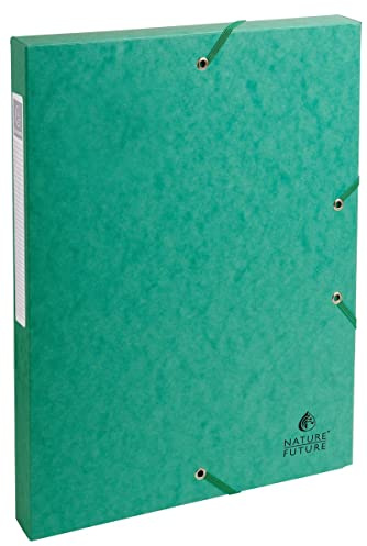 Exacompta 50303E Premium Sammelbox aufgebaut mit Gummizug 25 mm breit aus extra starkem Colorspan-Karton mit Rückenschild für DIN A4 Archivbox Heftbox Dokumentenbox Zeichenbox Sammelmappe grün