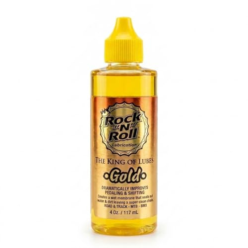 Rock N Roll Gold Bike Chain Lube 4oz, 2-in-1 Cleans & Lubricates, Quiet Smooth Shifting, Road and Track BMX & MTB