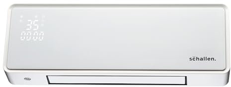 Schallen Oscillating Wall Mounted Over Door PTC Heater with LED Digital Display, 24 Hour Timer and Remote Control (White)