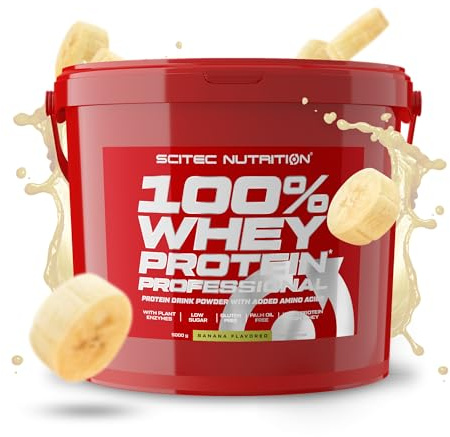 Scitec Nutrition 100% Whey Protein Professional - Vassleproteinkomplex | Av koncentrat och isolat - med matsmältningsenzymer - protein för muskeluppbyggnad - 5 kg, Banan