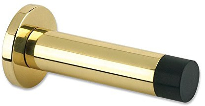 Zoo Hardware Wall Mounted Projection Cylinder Door Stop with Rose - Polished Brass