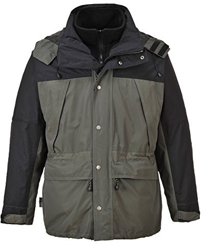 Portwest S532 Chaqueta 3 en 1 Bolsillos con Cremalleras Capucha Desmontable | Gris, L, EN 343 Clase 3:2, Corte Estándar, Manga Larga, Unisex, 100% Nylon, Puño Elástico Interior, Tejido Ottoman, Duradero