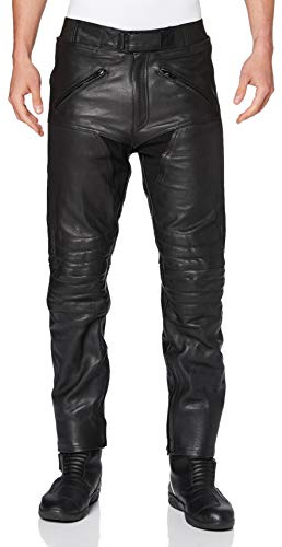 Bikers Gear Australia Pantalon de Moto en Cuir Sturgis - Renforts certifiés CE - Noir - EU 44 Court