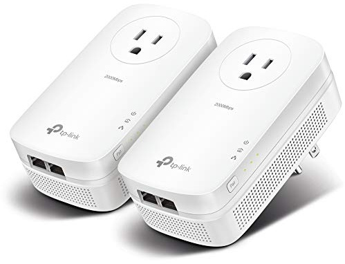 TP-Link Powerline AV2000-2 Gigabit Ports, Ethernet over power, Plug & Play, Energy Saving, 2x2 MIMO, Noise Filtering, Additional Plug for Other Devices, Ideal for