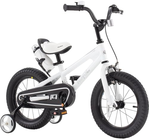RoyalBaby Freestyle Toddlers Kids Bike 12 Inch Childrens Learning Bicycle with Training Wheels Boys Girls Beginners Ages 3-4 Years, White