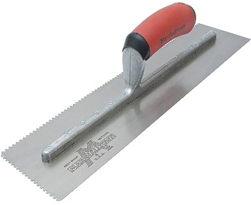 Marshalltown 16 x 4 Notched Trowels, Flat-V Notch Shape, 3mm Y-Notch Size, 1.5mm Z-Notch Size, 3mm X-Notch Size, Two-Sided, Made in The USA, 635SD