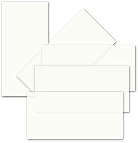 50 x enkelt insättningspapper för DIN långa kort – transparent vitt – 10,3 x 20,8 cm – perfekt för utskrift med bläck och laser – högkvalitativt matt papper från Gustav NEUSER