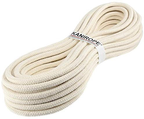 Kanirope® Corde Cordage en Coton COBRAID 8mm 50m tressée Blanc Crème