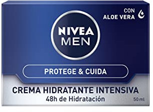 NIVEA MEN Protege & Cuida Crema Hidratante Intensiva (1 x 50 ml), crema facial hidratante con aloe vera, crema para hombres con la piel muy seca, nutre e hidrata