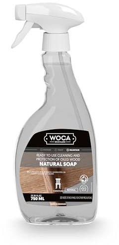 WOCA Denmark Natural Soap Spray - White - 750 ML- Cleaner And Protection Of Oil & Wax Finished Wood Countertops, Furniture, Cabinets, Trim and Floors