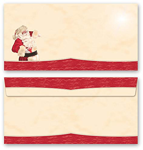 10 envelopes (windowless) Christmas, Santa Claus - Motif DIN Long (220x110 mm) | Paper-Media