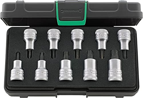 STAHLWILLE 54TX/10 l 1/2 Torx Set, Steckschlüsselsatz 10-tlg. (T20 – T60) l für Innen TORX-Schrauben l im robusten Kunststoffkasten l Made in Germany