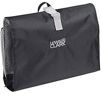 Lewis N. Clark Hanging Toiletry Bag for Travel Accessories, Shampoo, Cosmetics + Personal Items with Waterproof Compartment and Folding Design, Black