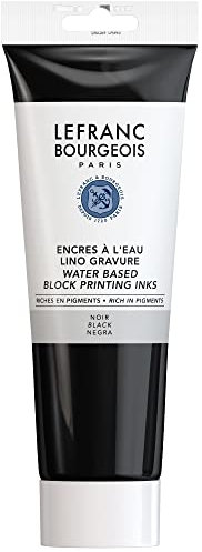 Lefranc & Bourgeois 188227 Linoldruckfarbe auf Wasserbasis, wischfest, geschmeidig für Hochdrucktechniken in der 250ml Tube - Schwarz
